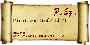 Pirnitzer Szólát névjegykártya